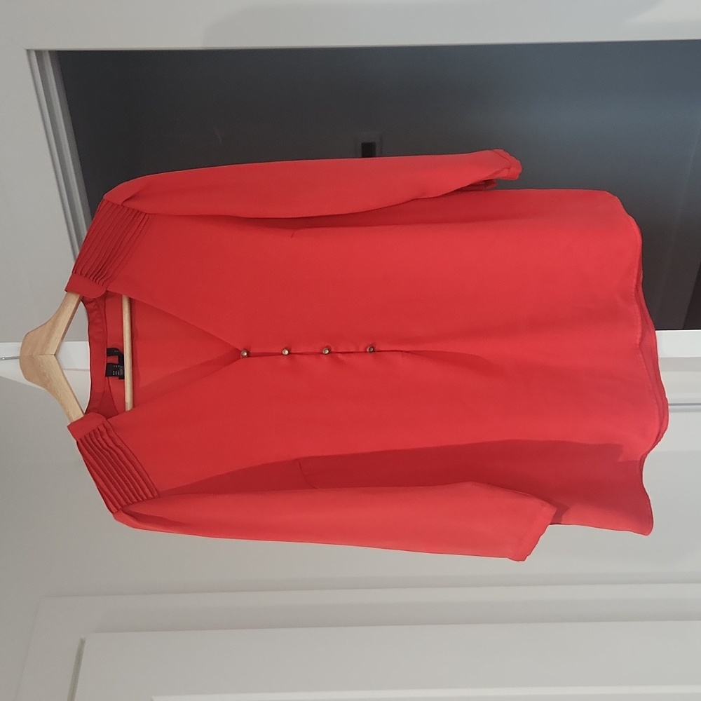 MANGO Red No Iron Shirt M